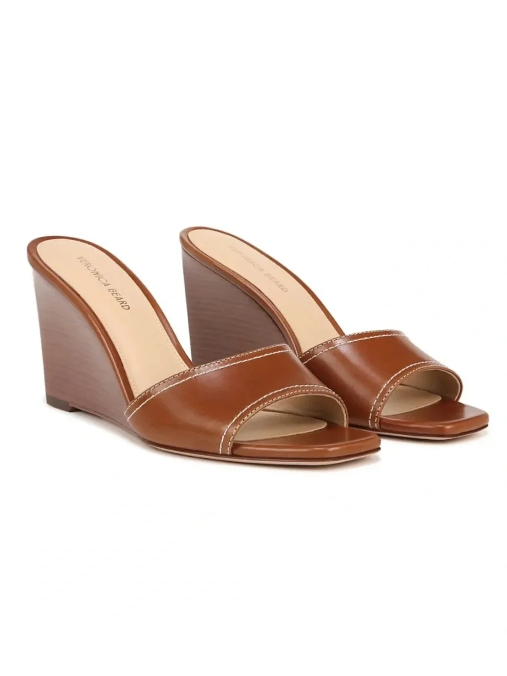 Veronica Beard Ellen Wedge Sandals in Brown
